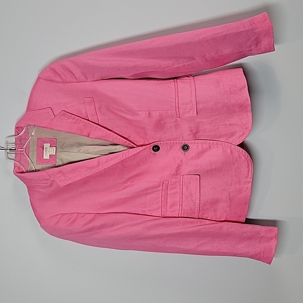 J. Crew pink schoolboy linen two button blazer style 37358